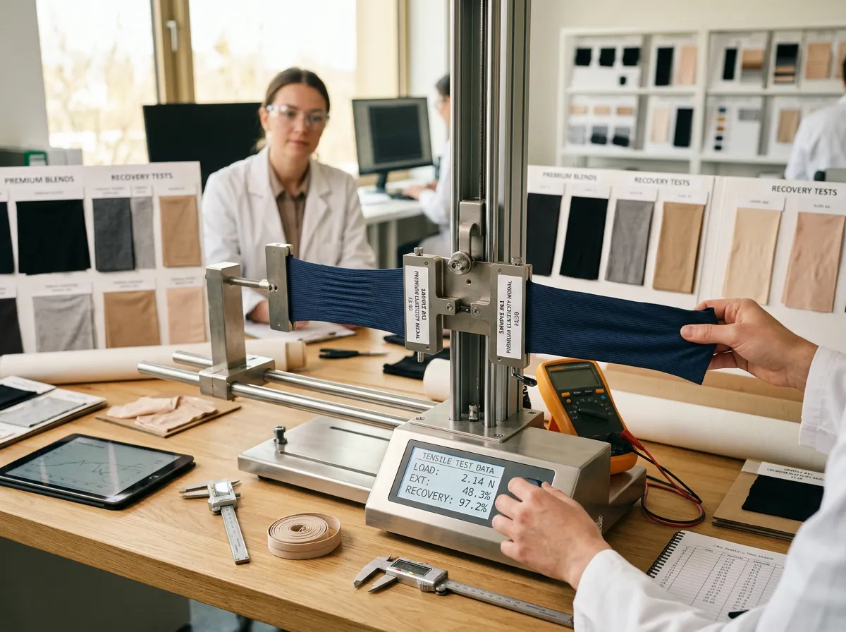 Premium fabric samples in modern textile laboratory